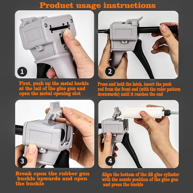 anquanhepro Dispenser Gun, 50ml Dispensing Gun Kit Impression Mixing Dispensing Dispenser AB Gun 1:1/1:2/10:1 or 55ML Single (55CC-1:0) - Image 3